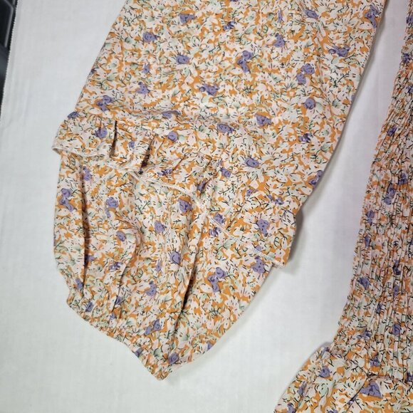 Nasty Gal Put a Spring on It Floral Smocked Long Sleeve Mini Dress Size 10 - Picture 8 of 9